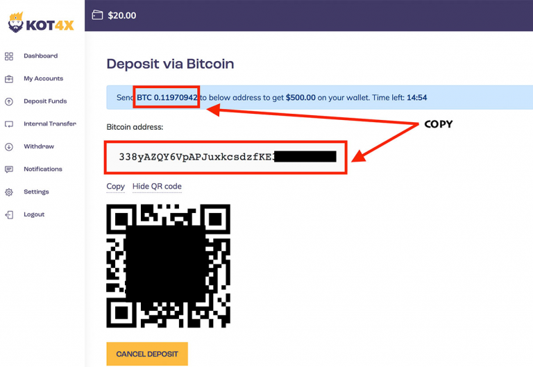 How to withdraw from kot4x
